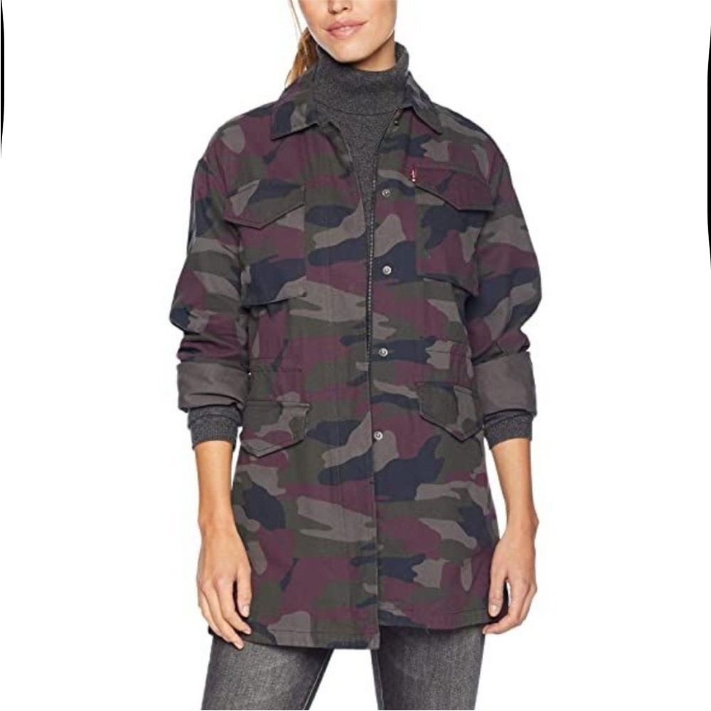 Levi's Oversized Military Filed Jacket in Purple Camo Cotton Pockets size Small - Picture 8 of 8